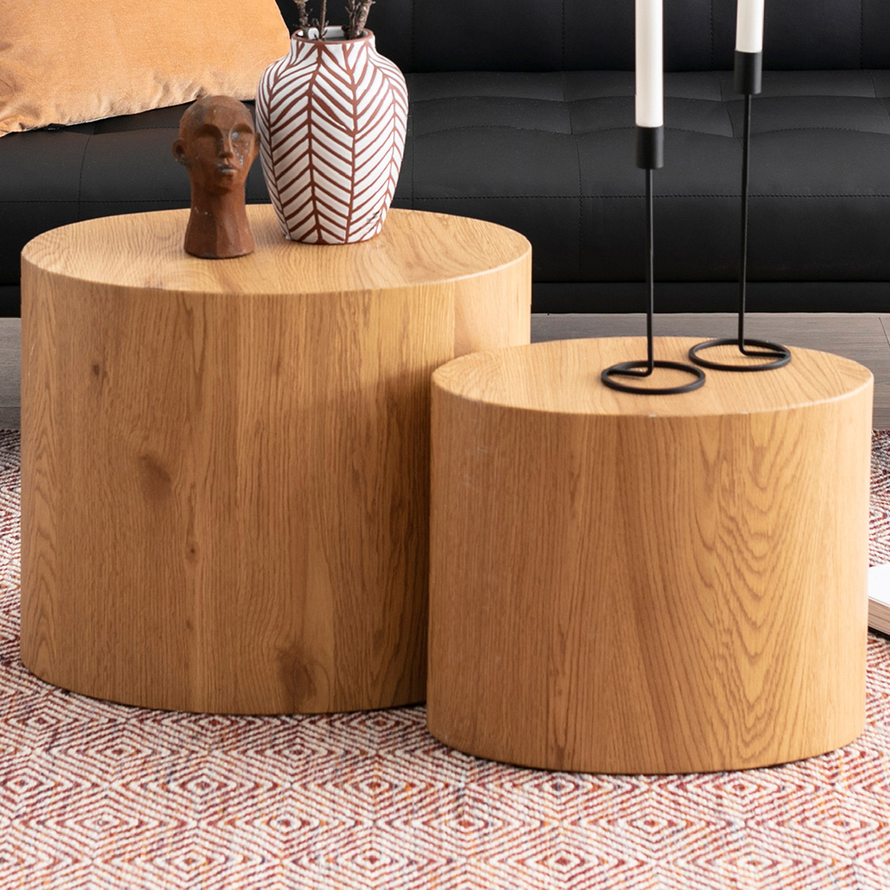 Florence Mice Oak Oval Coffee Table Set of 2