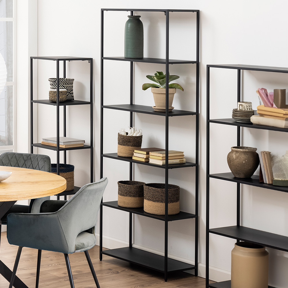 Florence Newcastle 5 Shelf Matt Black Tall Bookcase