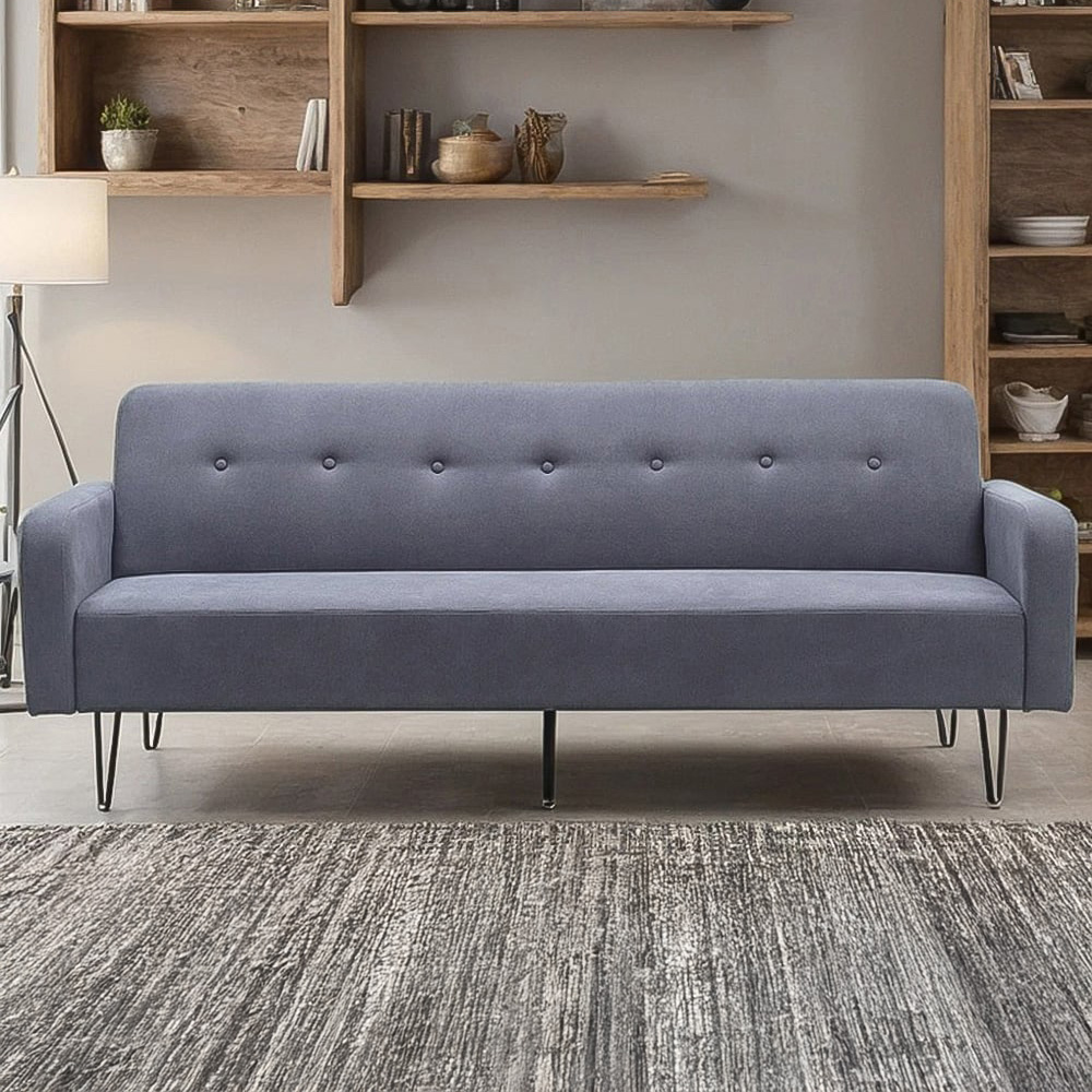 H&O Direct 3 Seater Convertible Linen Sofa Bed