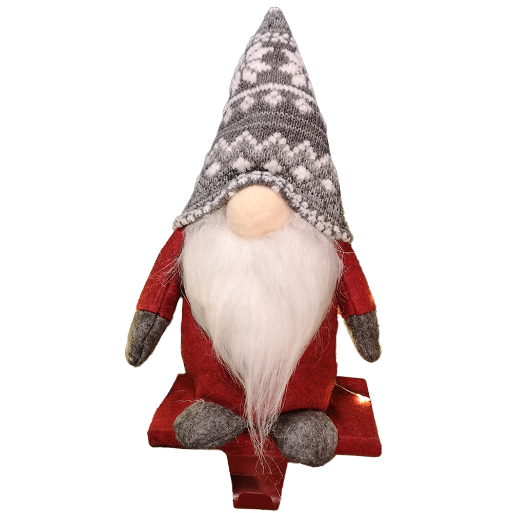 Samuel Alexander Red Plush Gnome Stocking Holder Christmas Decoration 30cm