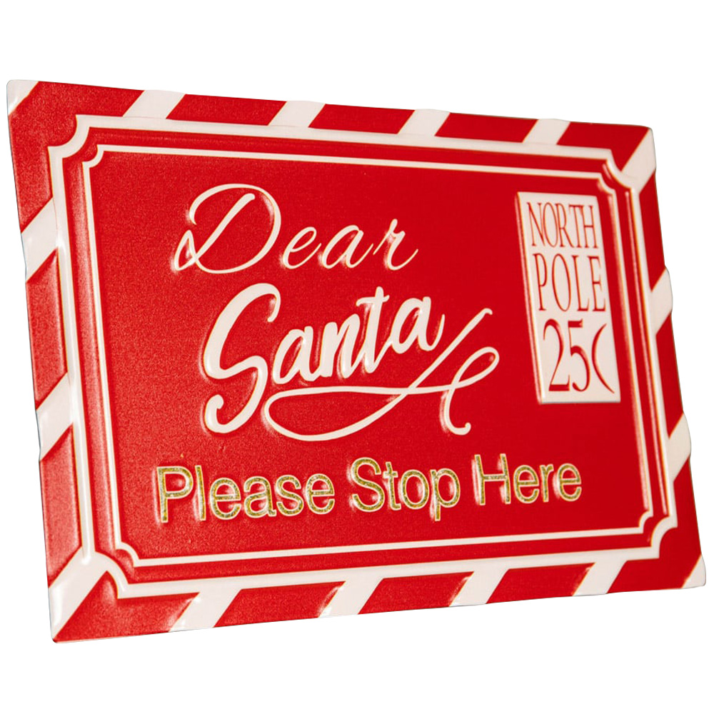 Samuel Alexander Red and White Metal Dear Santa Stop Here Hanging Sign 29cm