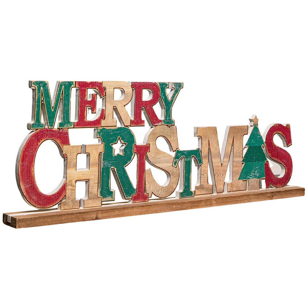 Samuel Alexander Red and Green Wooden Merry Christmas Table Top Sign 80cm