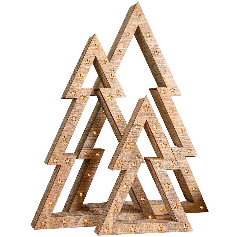 Samuel Alexander Light Up Wooden Christmas Tree 3 Piece