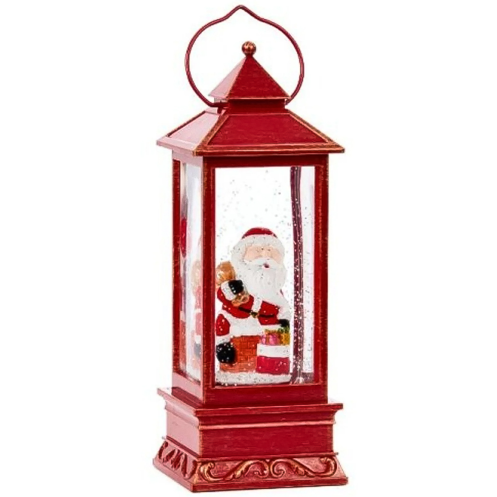 Samuel Alexander Snow Swirl Santa Chimney Lantern Christmas Decoration 29cm