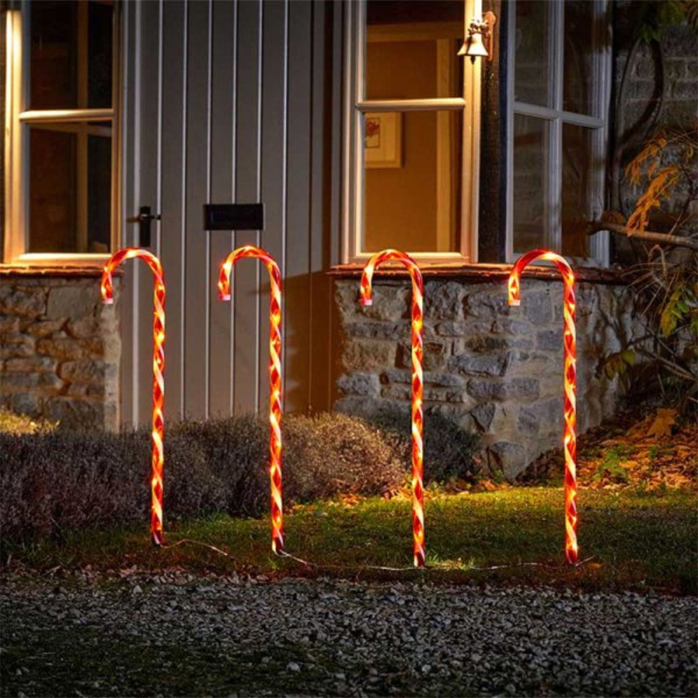 Samuel Alexander Red and White Stripe Christmas Candy Cane LED Garden Stake Light XL 4 Pack