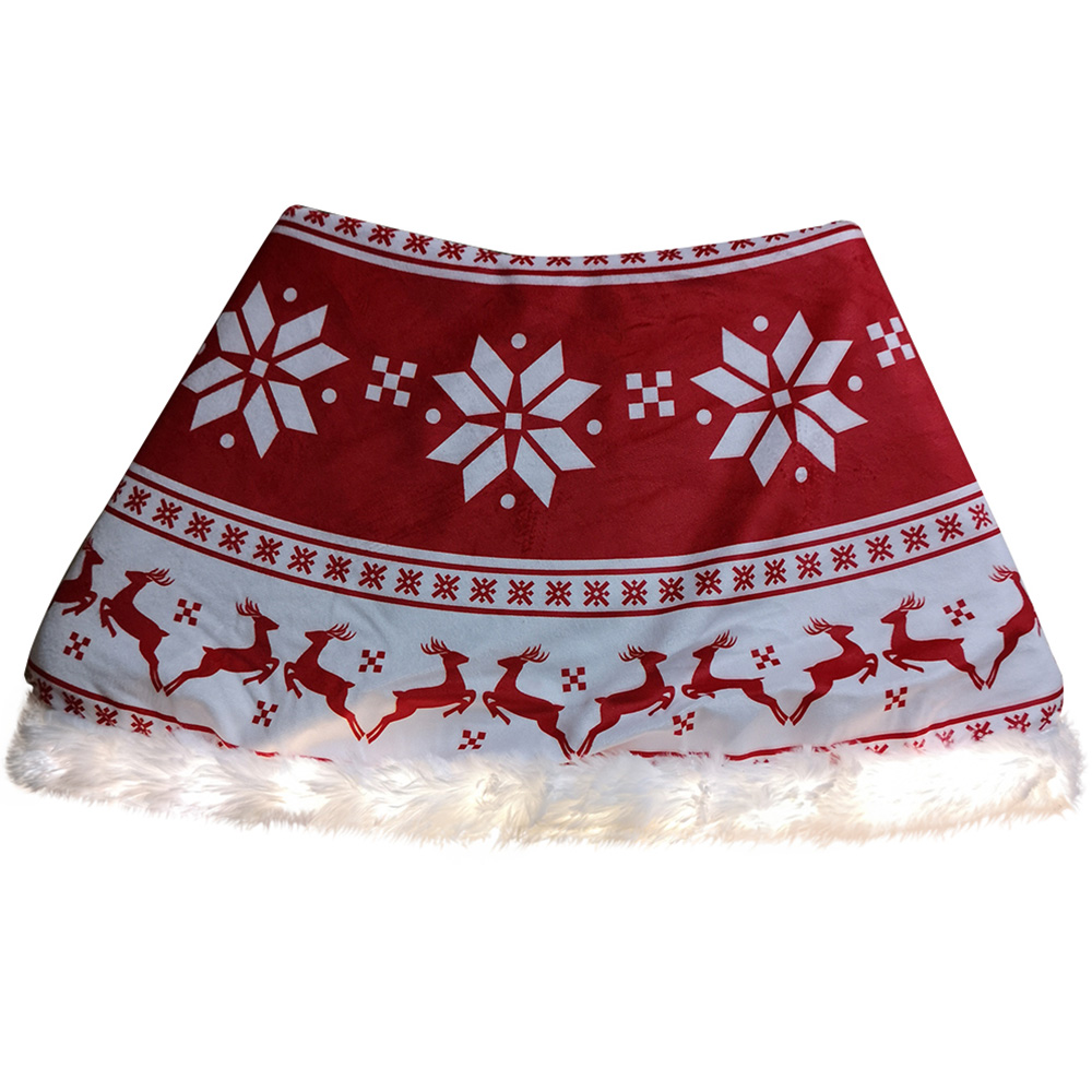 Samuel Alexander Red and White Snowflake and Reindeer LED Christmas Tree Skirt 60cm