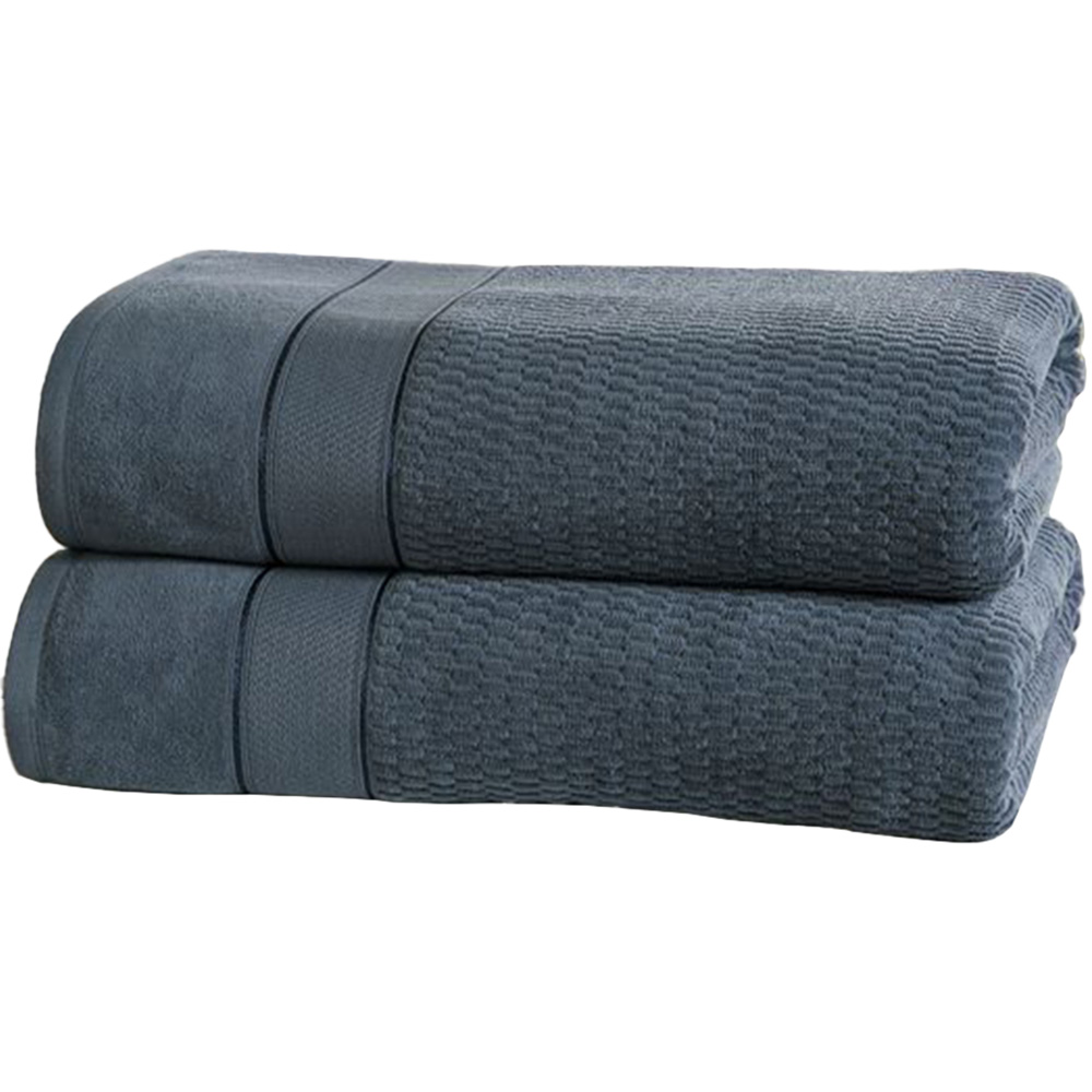 Rapport Home Royal Velvet Pure Cotton Blue Bath Sheet Set of 2