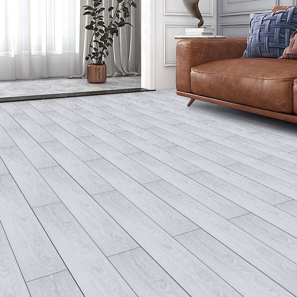 Living and Home Light Grey Wood Grain SPC Vinyl Floor Tile 14 Pack