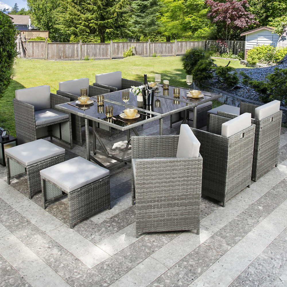 Home Garden Direct Athena 10 Seater Cube Dining Set Grey