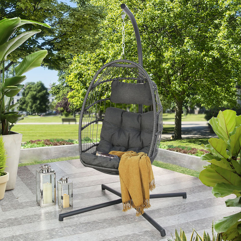 Home Garden Direct Chara Grey Rattan Hanging Chair