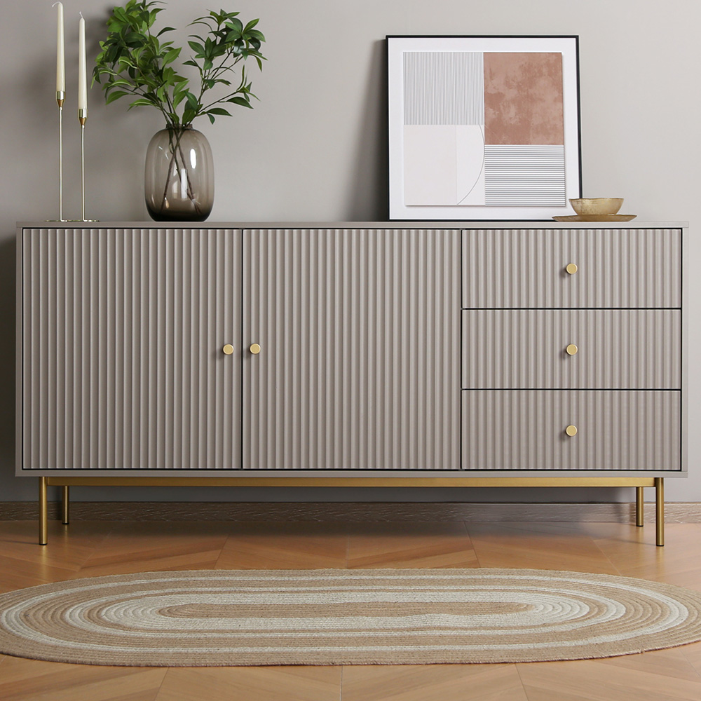 Home Garden Direct Devon 2 Door 3 Drawer Grey Sideboard