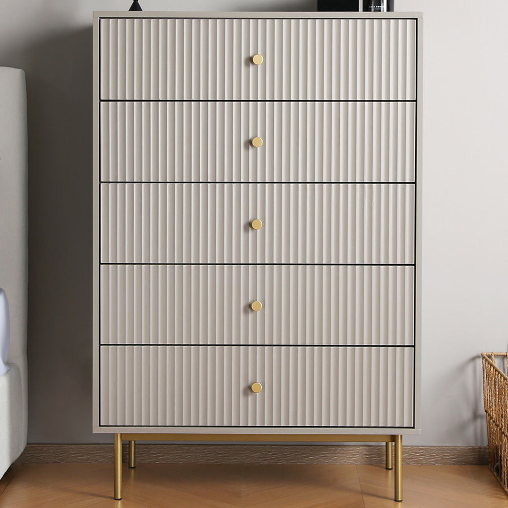 Home Garden Direct - Chest of Drawers - 5 Drawer - Grey