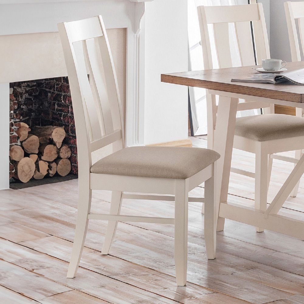 Julian Bowen Pembroke Set of 2 Dining Chairs - Ivory Cream Oak - New