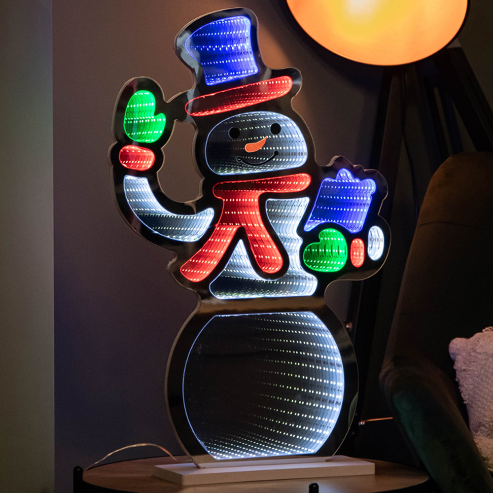 Samuel Alexander Multi Coloured LED Infinity Standing Snowman Christmas Decoration 60cm