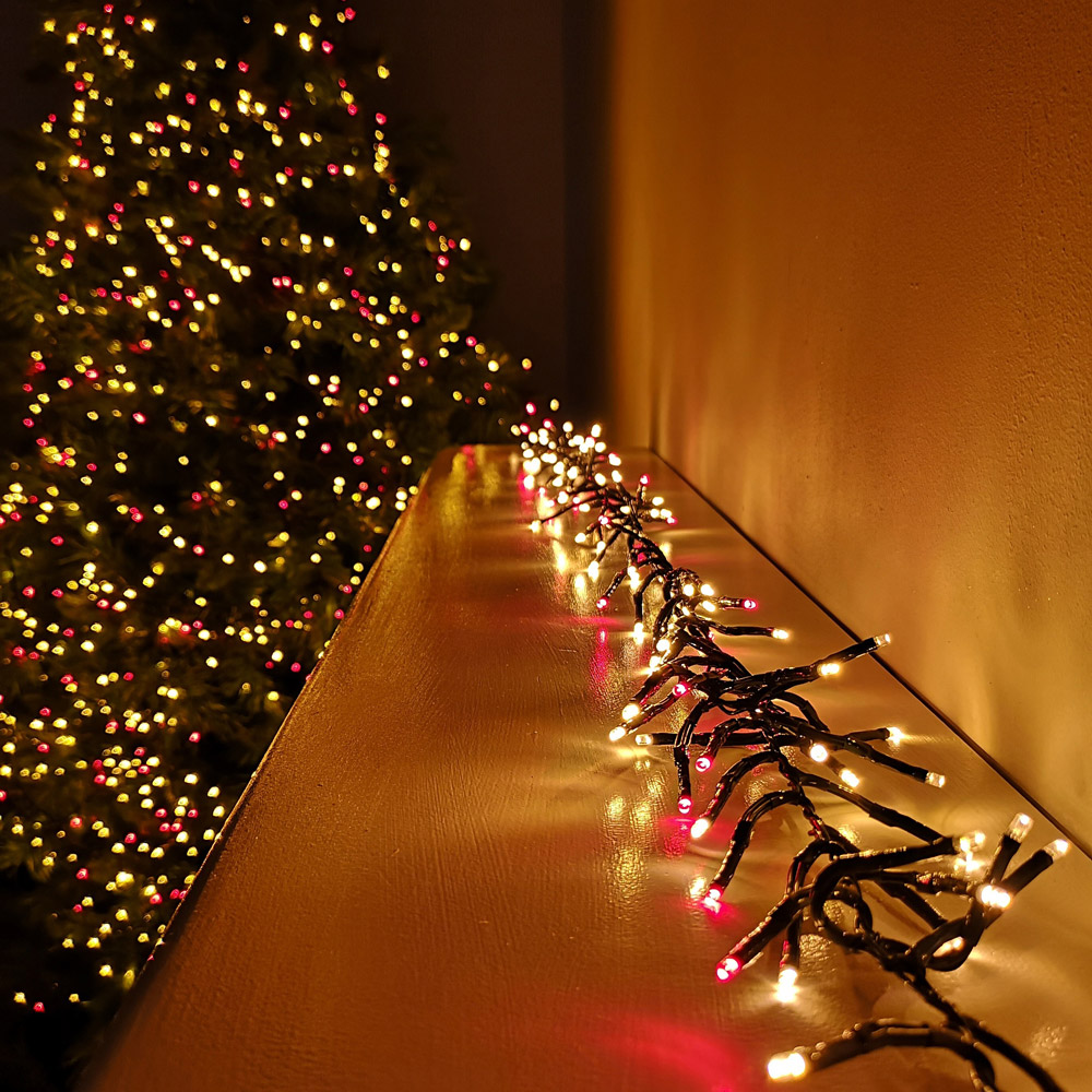Samuel Alexander Vintage Gold and Red LED Cluster Christmas Lights 62.5m
