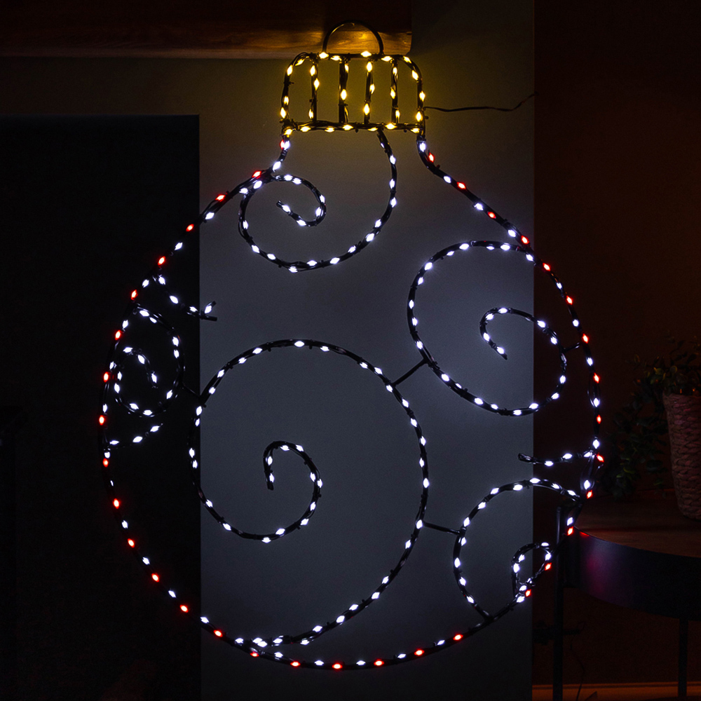 Samuel Alexander Red and White LED Metal Hanging Christmas Bauble Silhouette 78cm