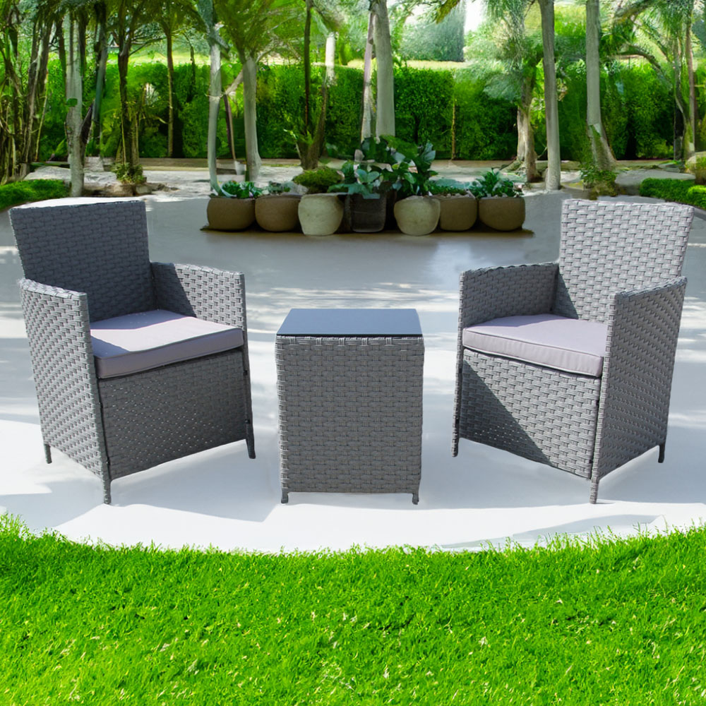 Furniture One 2 Seater Grey Rattan Garden Lounge Set