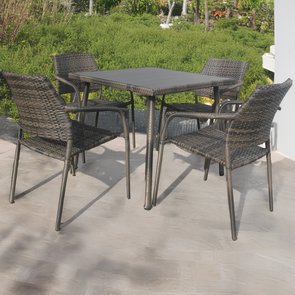 Furniture One 4 Seater Rattan Stackable Garden Dining Set