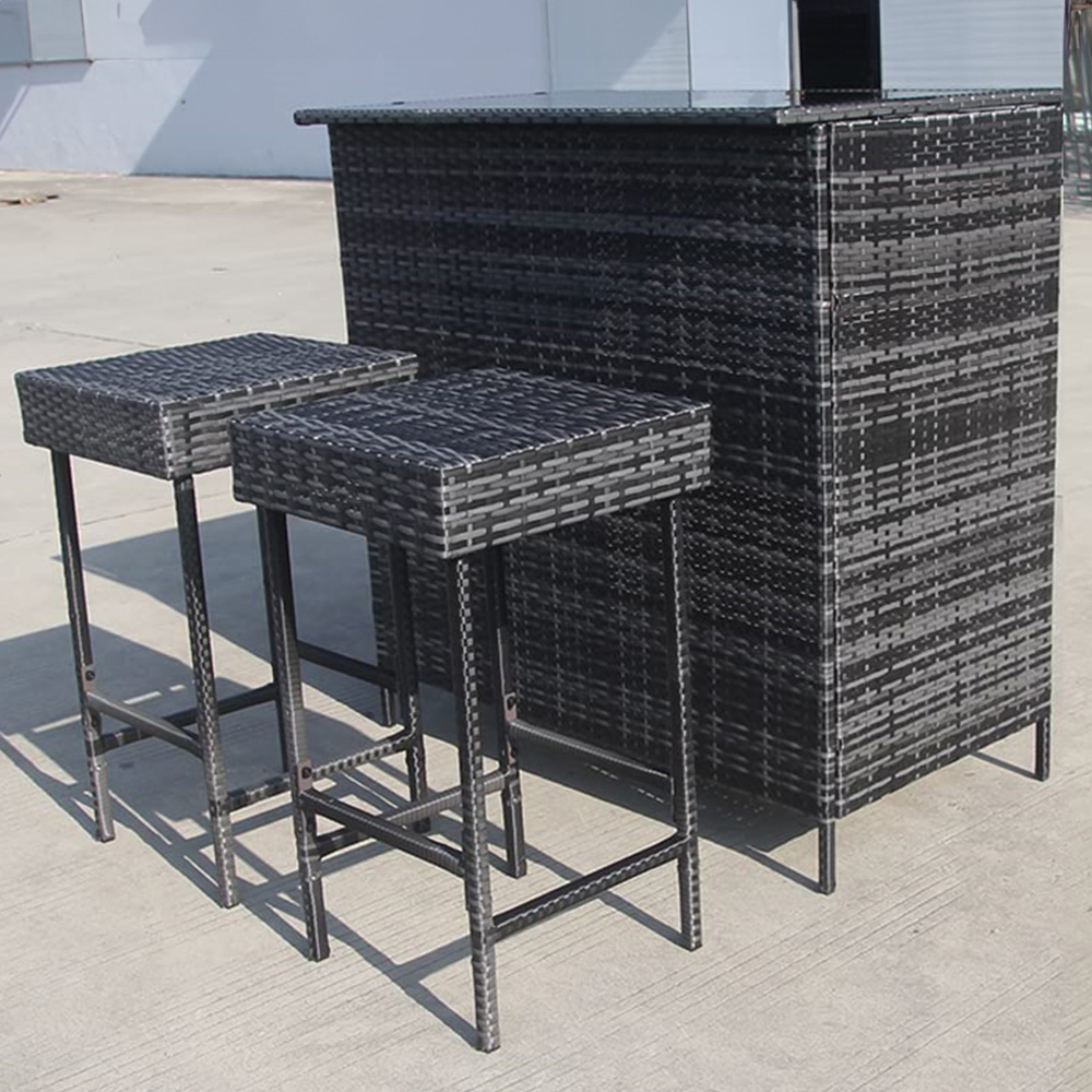 Furniture One 2 Seater Grey Rattan Garden Bar Set