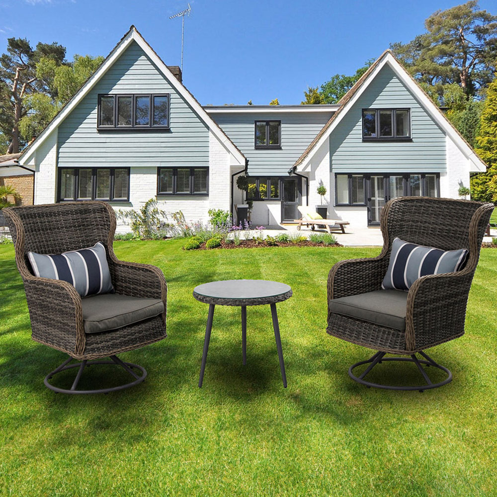 Furniture One 2 Seater Rattan Garden Swivel Lounge Set