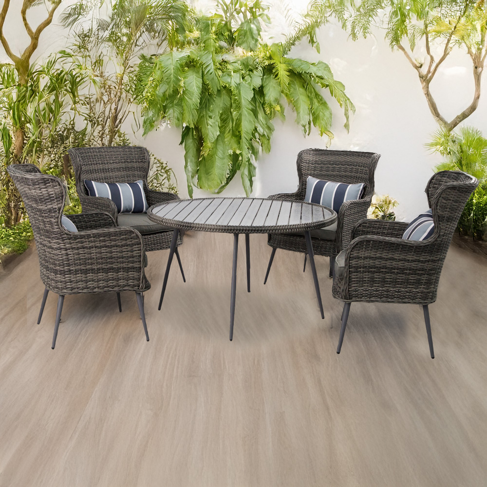 Furniture One 4 Seater Rattan Garden Dining Set Grey