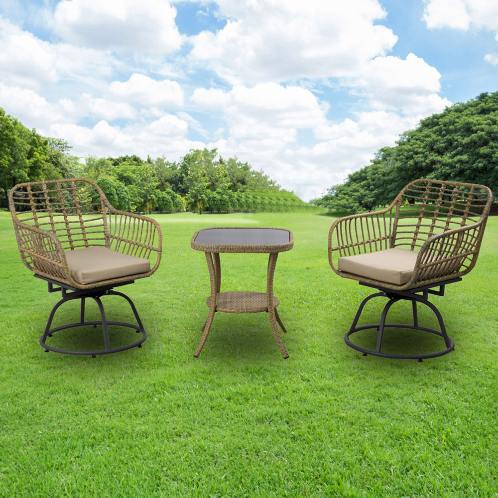 Furniture One 2 Seater Rattan Garden Swivel Lounge Set