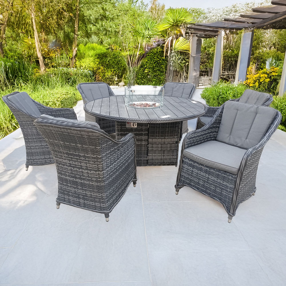 Furniture One 6 Seater Rattan Garden Lounge Set with Fire Pit