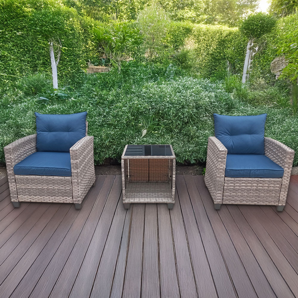 Furniture One 2 Seater Grey Rattan Garden Lounge Set