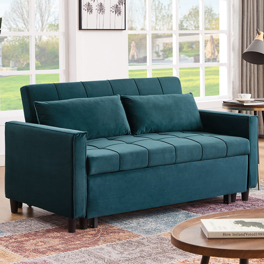 Furniture One 2 Seater 3 in 1 Green Convertible Sofa Bed