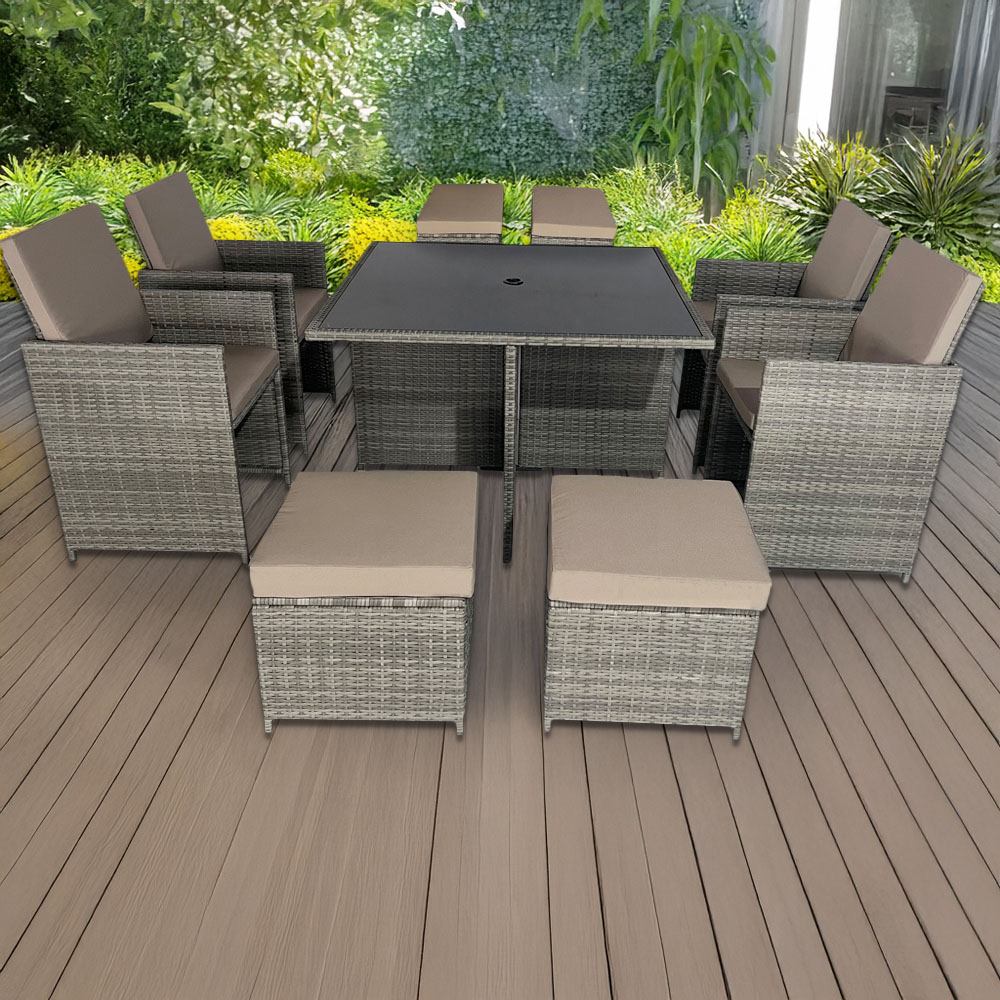 Furniture One 8 Seater Rattan Cube Garden Dining Set