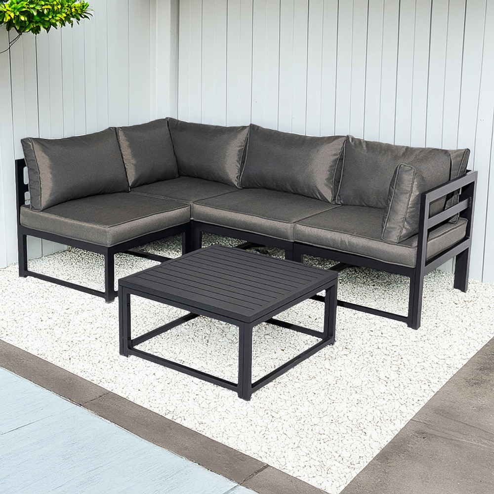 Furniture One 4 Seater L Shape Aluminium Garden Corner Sofa Set