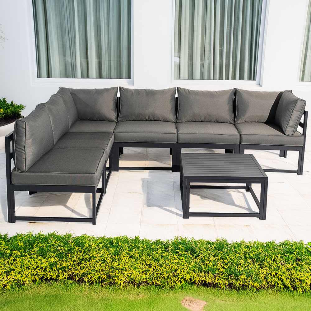 Furniture One 6 Seater L Shape Garden Corner Sofa Set