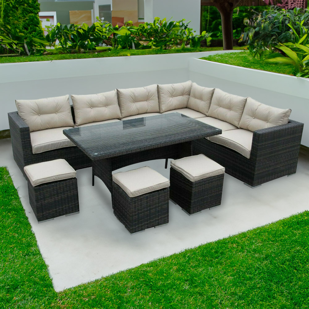 Furniture One 9 Seater Rattan Garden Corner Sofa Set