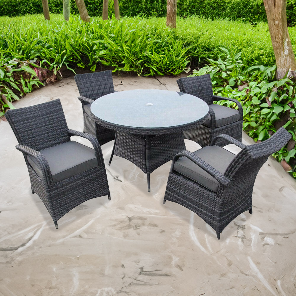 Furniture One 4 Seater Grey Rattan Garden Dining Set