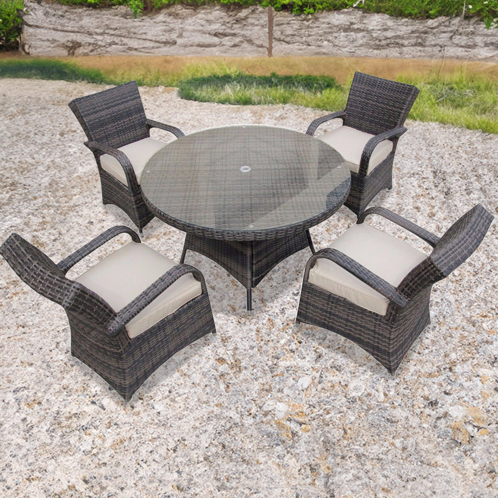 Furniture One 4 Seater Brown Rattan Garden Dining Set