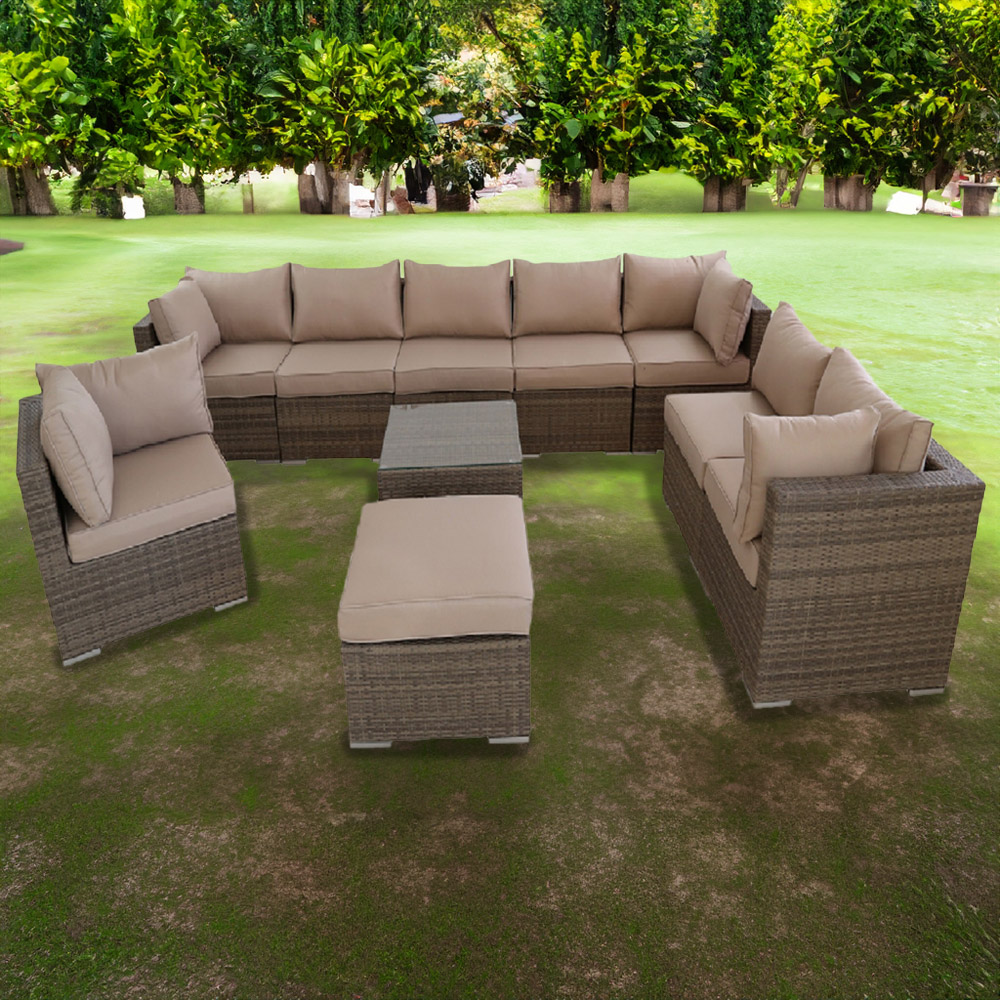 Furniture One 9 Seater Yellow Rattan Garden Sofa Set