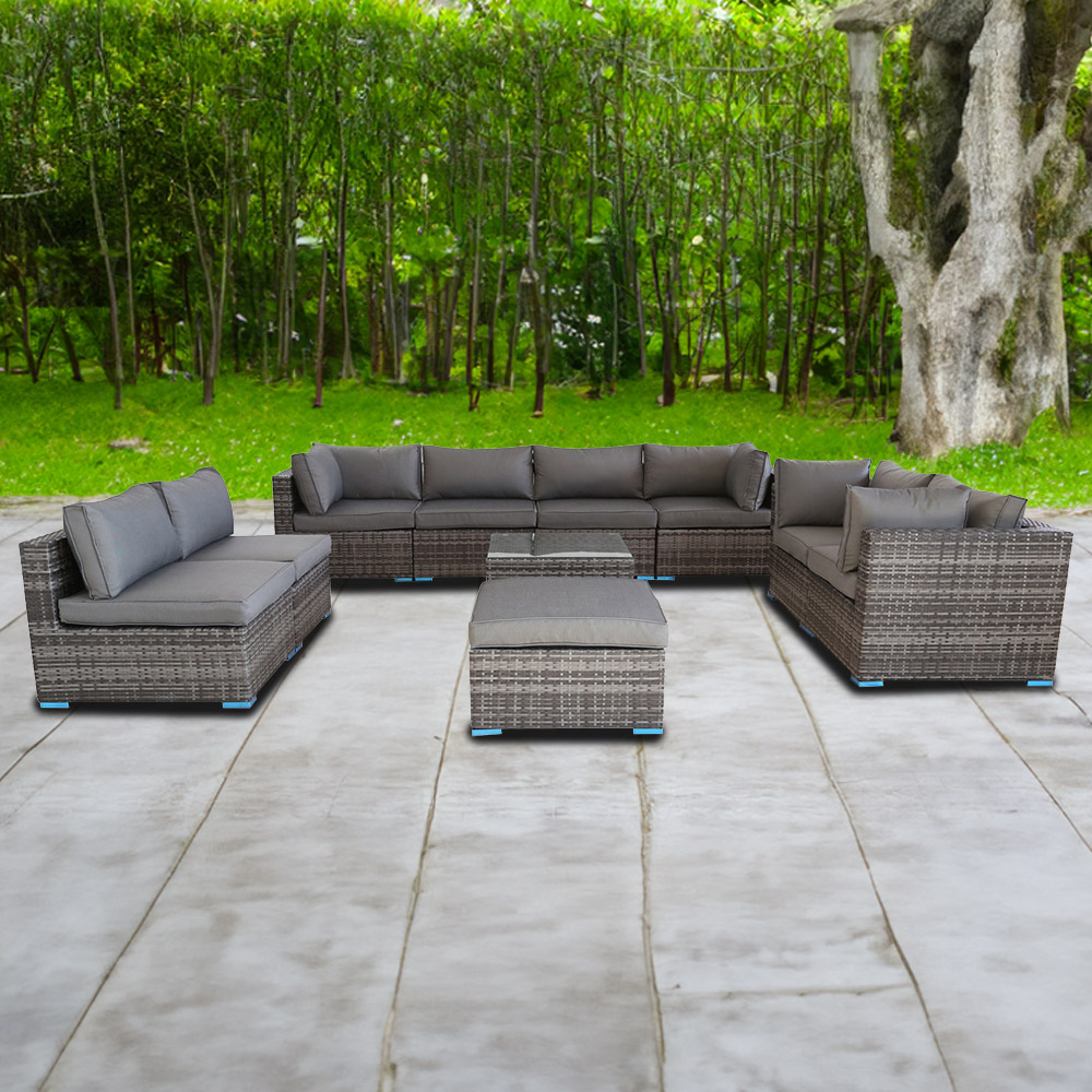 Furniture One 9 Seater Grey Rattan Garden Sofa Set