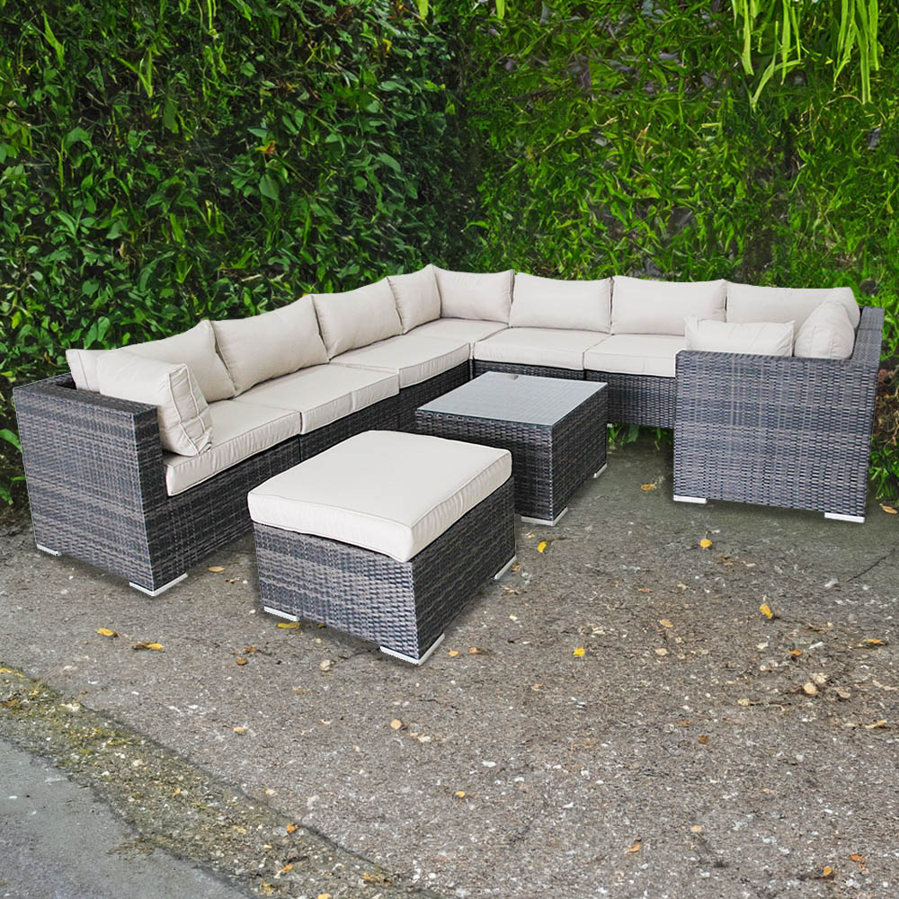 Furniture One 9 Seater Brown Rattan Garden Sofa Set
