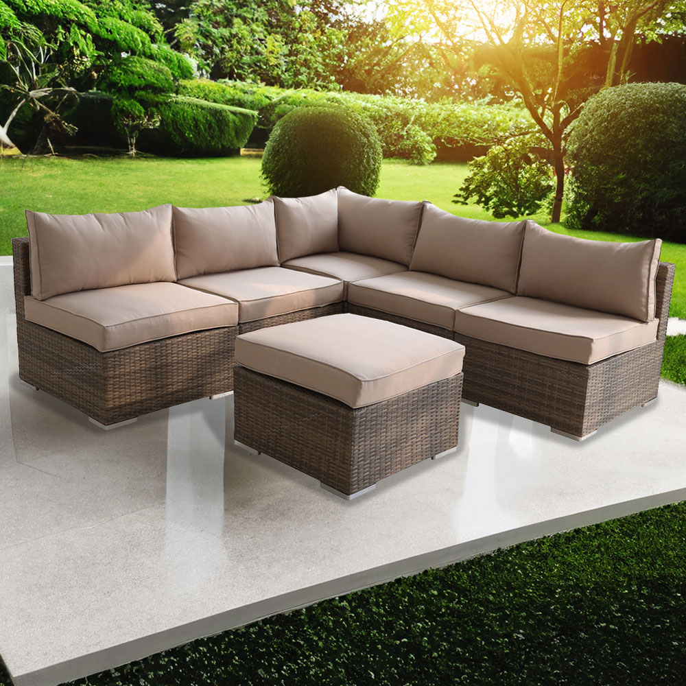 Furniture One 6 Seater Yellow Garden Corner Sofa Set