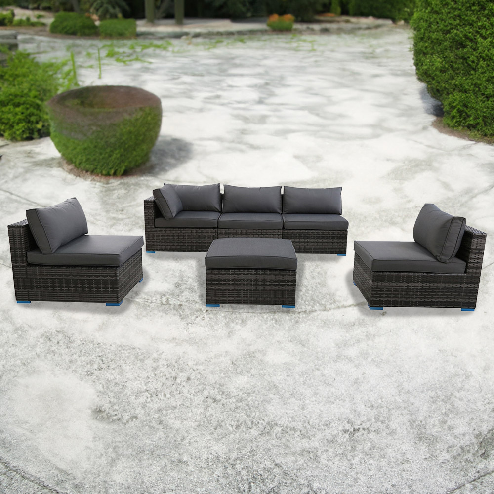 Furniture One 6 Seater Grey Garden Corner Sofa Set
