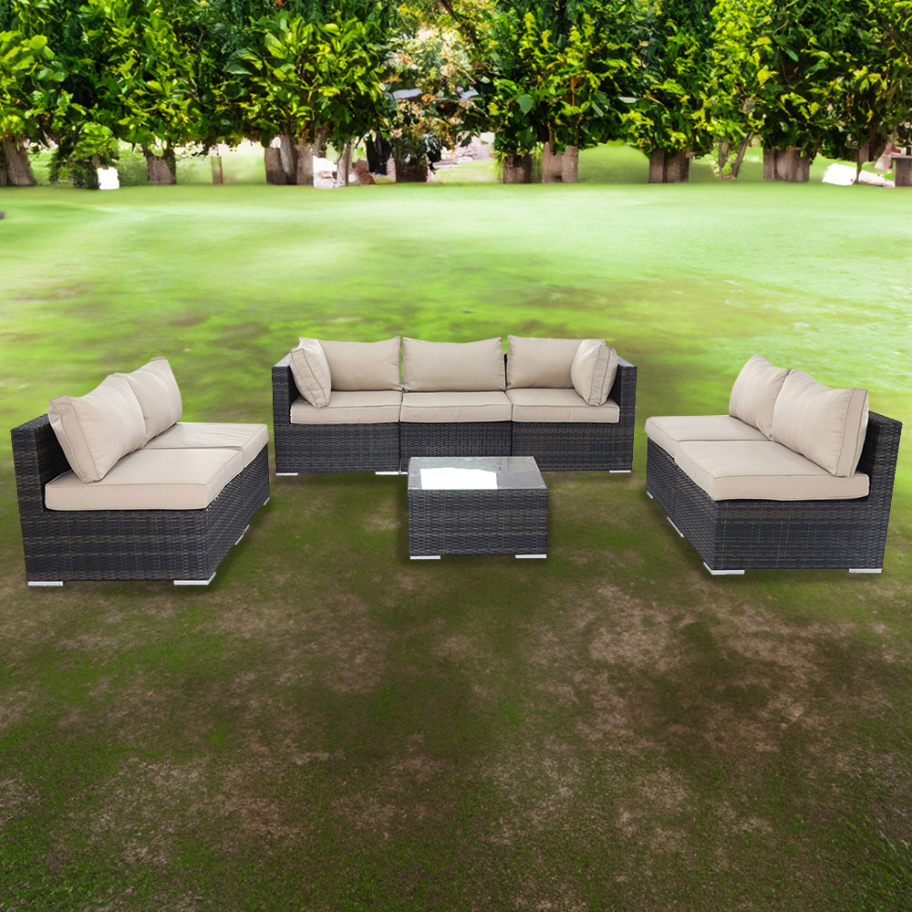 Furniture One 8 Seater Brown Rattan Garden Sofa Set