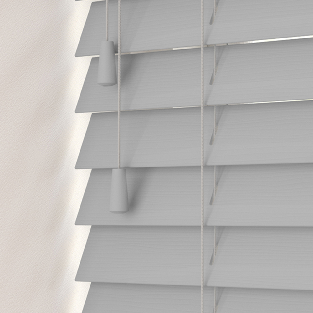 Caecus Faux Wood String Venetian Blind Light Grey 195 x 200cm