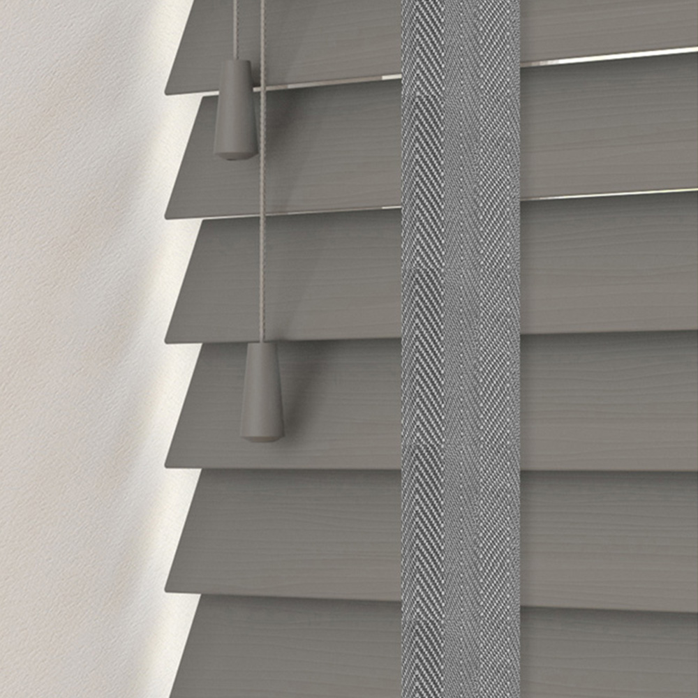 Caecus Faux Wood Tape Venetian Blind Dark Grey 180 x 120cm