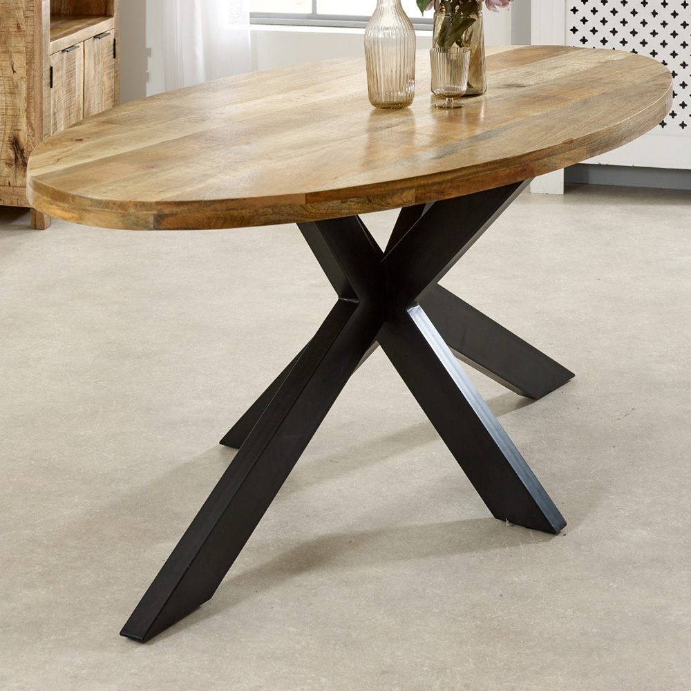 Brooklyn Brown Surrey Seater Solid Wood And Metal Oval Dining Table Size 6