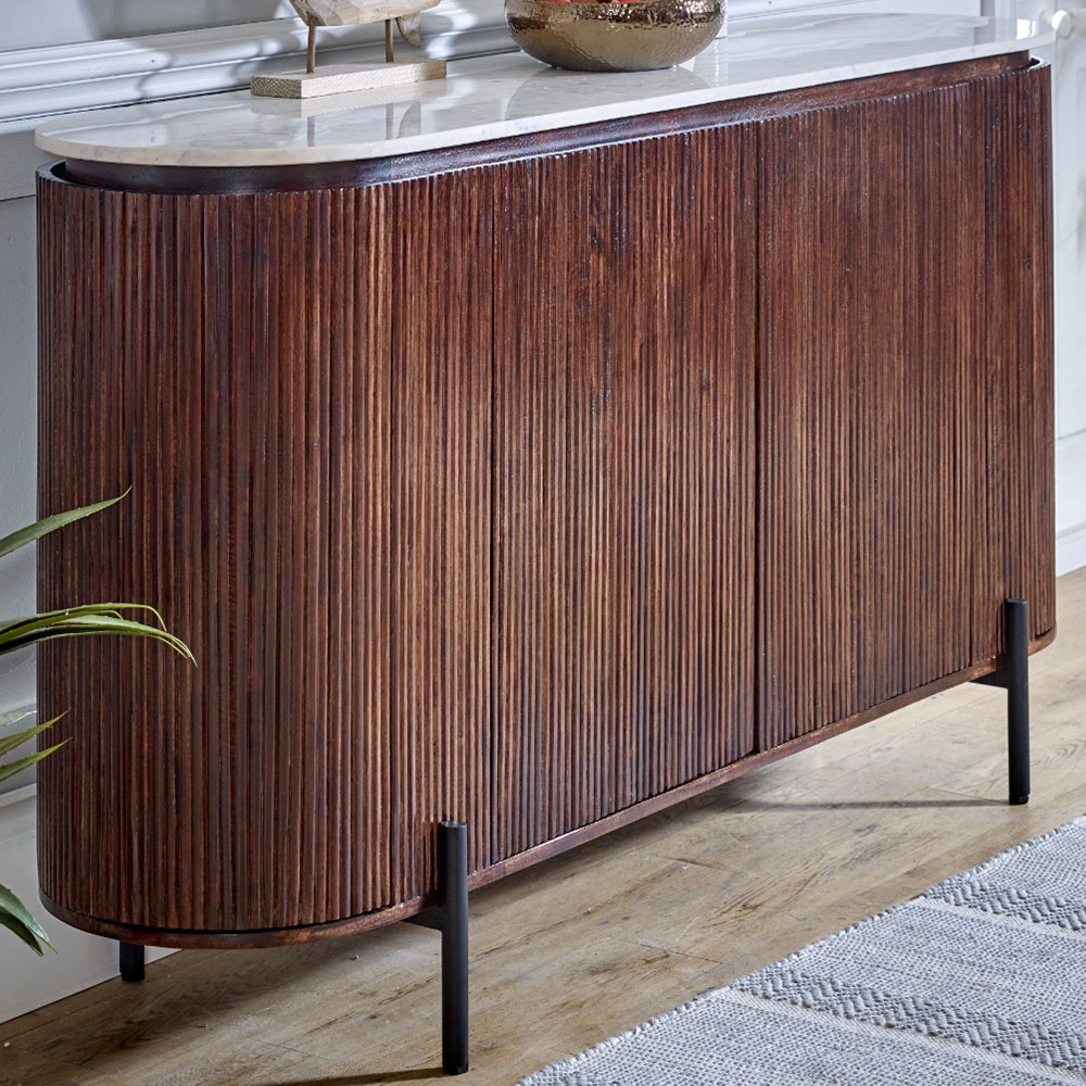 Brooklyn Brown Opal Door Marble Top Mango Wood Sideboard Size 4
