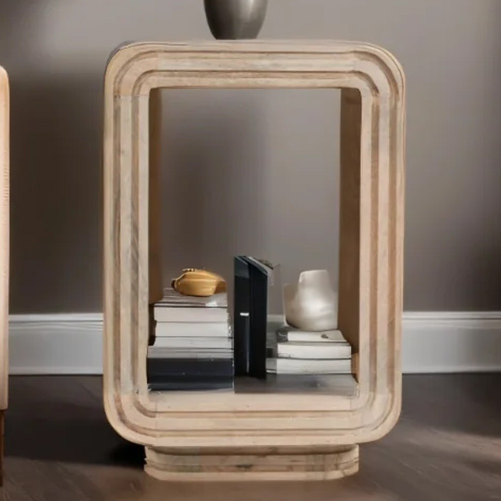Brooklyn Brown Hudson Single Shelf Carved Mango Wood Side Table 40Cm