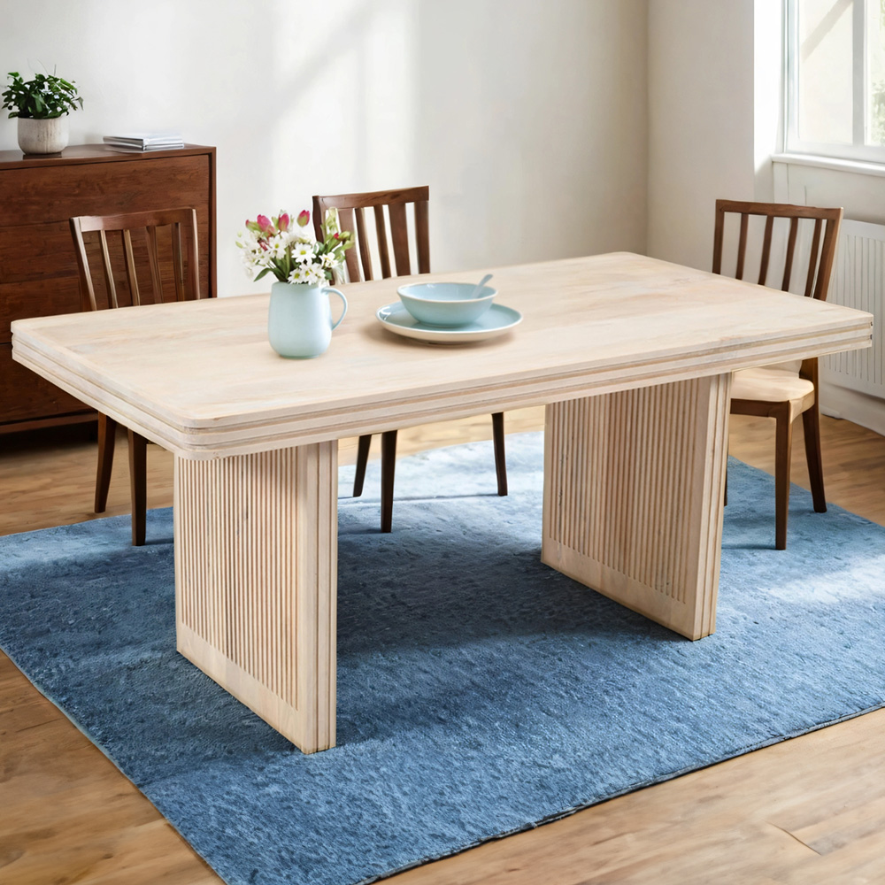 Brooklyn Brown Hudson Seater Carved Mango Wood Dining Table Size 6