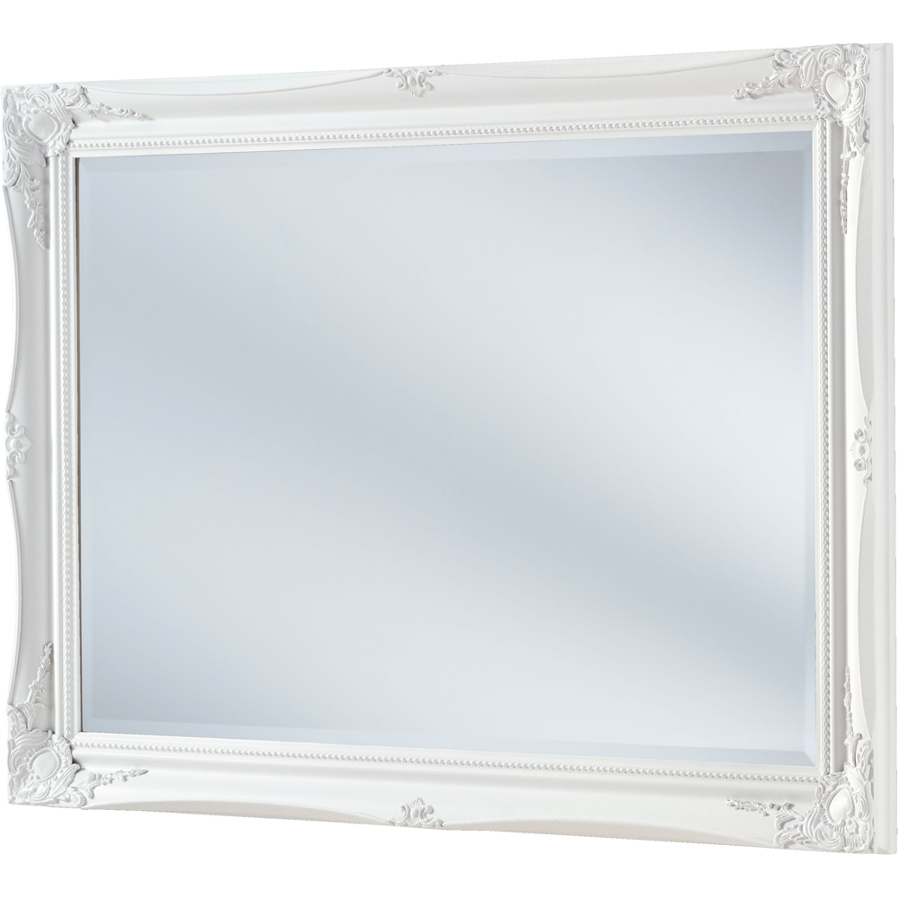 Yearn White French Style Carved Bevelled Mirror 105 x 75cm