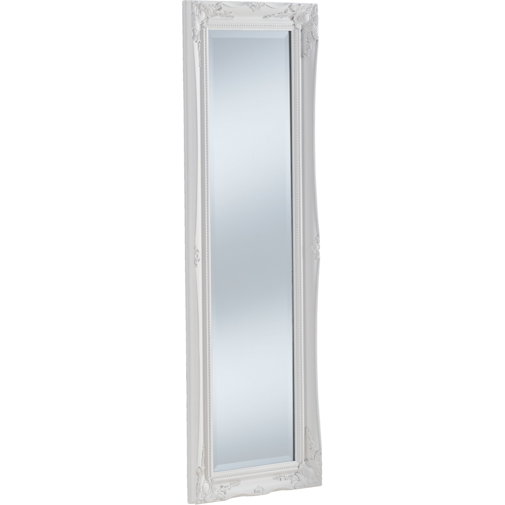Yearn White French Style Carved Narrow Bevelled Mirror 135 x 45cm