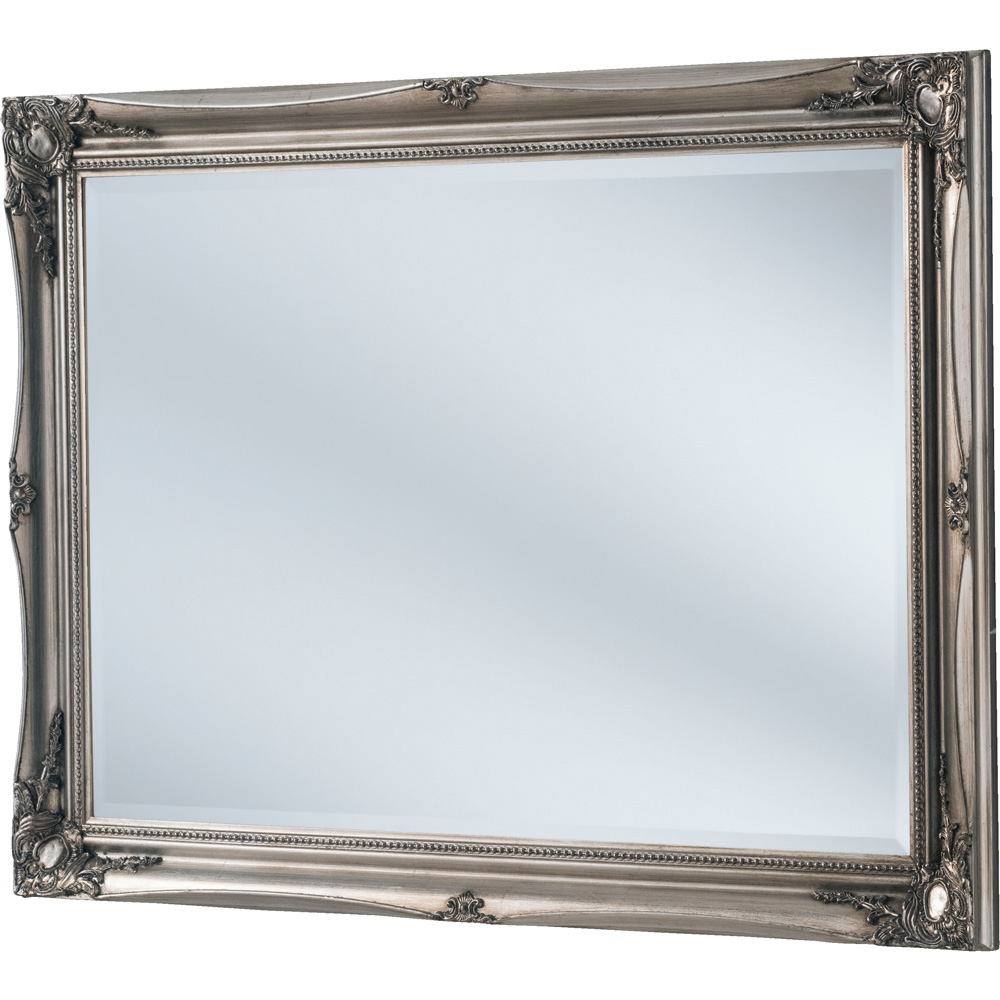 Yearn Silver French Style Carved Bevelled Mirror 116 x 90cm